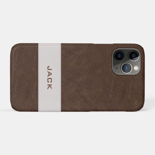 Persoonlijk bruin faux-leder Case-Mate iPhone case (Achterkant (horizontaal))