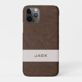 Persoonlijk bruin faux-leder Case-Mate iPhone case (Achterkant)