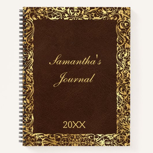 Persoonlijk  bruin goudvormig  notitieboek (Voorkant)