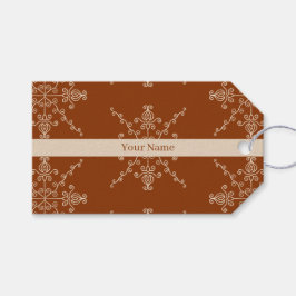 Persoonlijk bruin Indiaas boho-lijn kunstpatroon Cadeaulabel