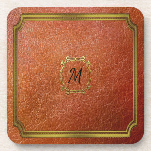 Persoonlijk bruin kunstleder bier onderzetter