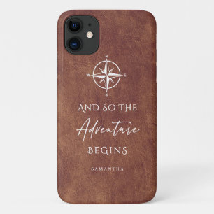 Persoonlijk Bruin Leren Avontuur Case-Mate iPhone Case