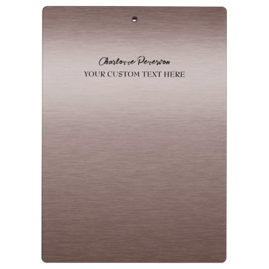 Persoonlijk bruin metaal klembord (Achterkant)