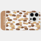 Persoonlijk Bruin Modern Waterverf Stippenpatroon Case-Mate iPhone Case (Achterkant (horizontaal))