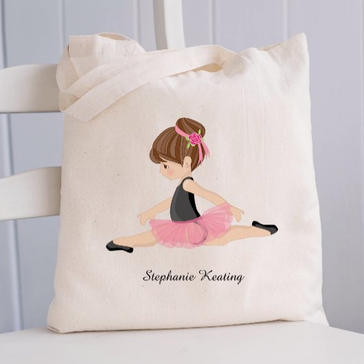 Persoonlijk Brunette Ballerina in het Roze Tote Bag