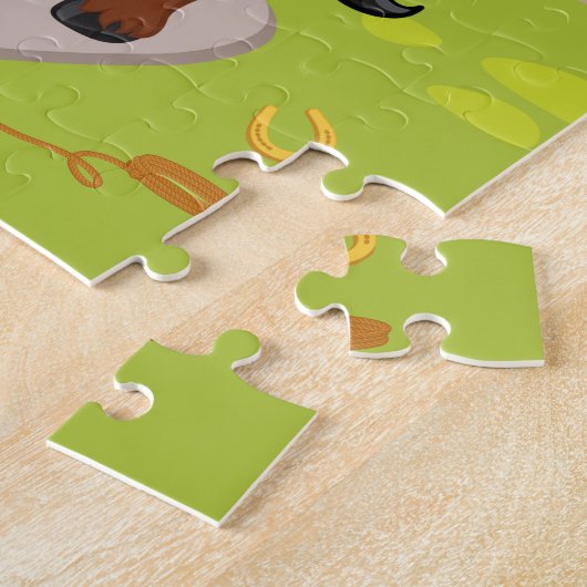 Persoonlijk Brunette Cowgirl Jigzaag Puzzle Legpuzzel (Zijkant)