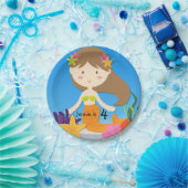 Persoonlijk Brunette Mermaid Birthday Paper Bord (Feest)