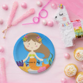 Persoonlijk Brunette Mermaid Birthday Paper Bord (Feest)