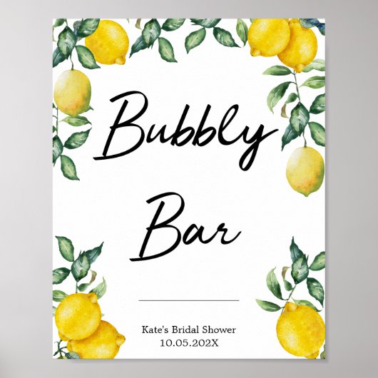 Persoonlijk Bubbly Bar citroenen bord Poster (Voorkant)