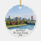 Persoonlijk Buffalo-sieraad, Aangepast New York Keramisch Ornament (Voorkant)