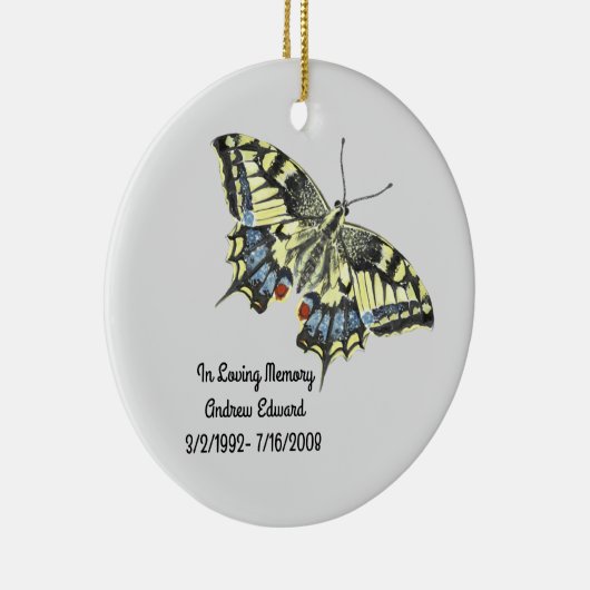 Persoonlijk Butterfly Memorial Keramisch Ornament (Rechts)