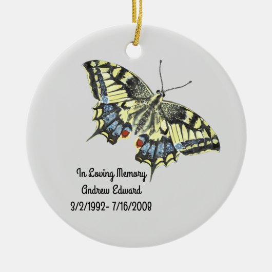 Persoonlijk Butterfly Memorial Keramisch Ornament (Voorkant)