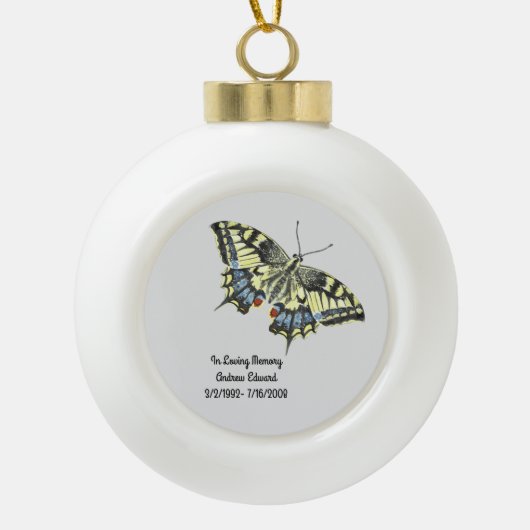 Persoonlijk Butterfly Memorial Keramische Bal Ornament (Voorkant)