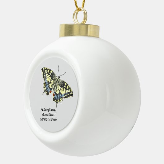 Persoonlijk Butterfly Memorial Keramische Bal Ornament (Rechts)