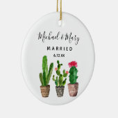 Persoonlijk Cactus Getrouwd Huwelijkscadeau Keramisch Ornament (Rechts)