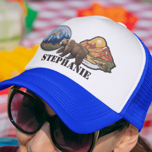Persoonlijk cadeau met bergen en nep patches beer trucker pet