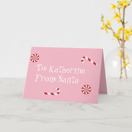 Persoonlijk cadeau van de kerstman Roze kerst snoe Kaart (Gele Bloem)