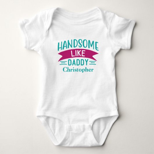 Persoonlijk cadeau voor babyjongen knap als papa romper (Voorkant)