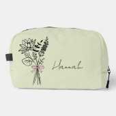 Persoonlijk Cadeau Voor Bruidsmeisje Florale Salie Toilettasje (Voorkant)