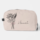 Persoonlijk Cadeau Voor Bruidsmeisje Roze Bloem Bo Toilettasje (Voorkant)