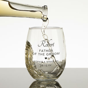 Persoonlijk cadeau voor de vader van de bruidegom wijnglas zonder voet