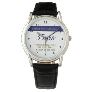 Persoonlijk cadeau voor gepensioneerde politiefunc horloge