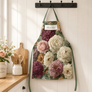 Persoonlijk Cadeau voor Haar Elegante Paarse Bloem Schort