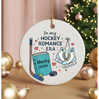 Persoonlijk cadeau voor hockey-romance-tijdperk-bo keramisch ornament