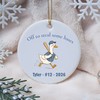 Persoonlijk cadeau voor honkbalspeler met eigen na keramisch ornament
