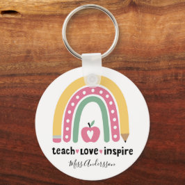 Persoonlijk cadeau voor leraar Leer Liefde Inspire Sleutelhanger