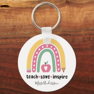 Persoonlijk cadeau voor leraar Leer Liefde Inspire Sleutelhanger