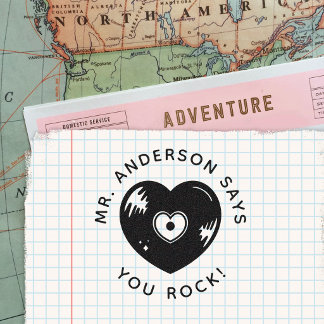 Persoonlijk cadeau voor leraar You Rock terug naar Rubberstempel