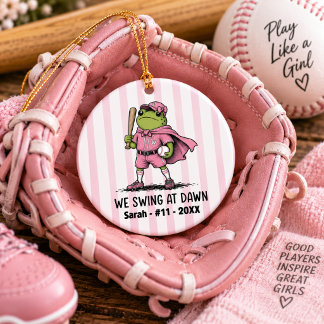 Persoonlijk cadeau voor meisjes honkbalspeler naam keramisch ornament