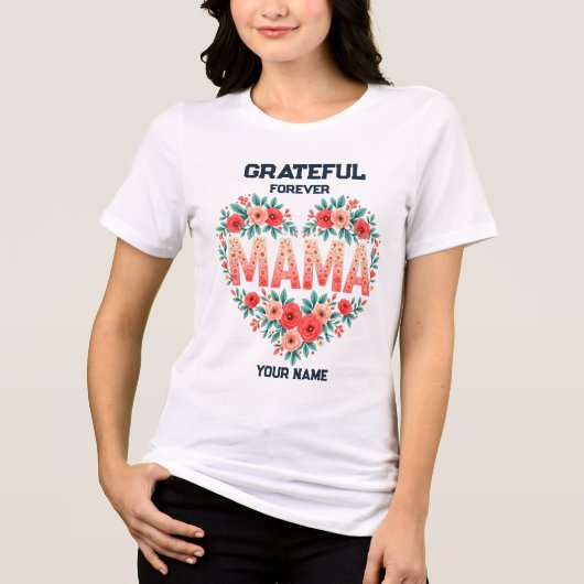 Persoonlijk Cadeau voor Moeder | Aangepaste Naam O Tri-Blend Shirt (Voorkant)