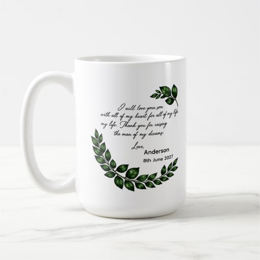 Persoonlijk cadeau voor moeder van de bruidegom, D Koffiemok (Links)