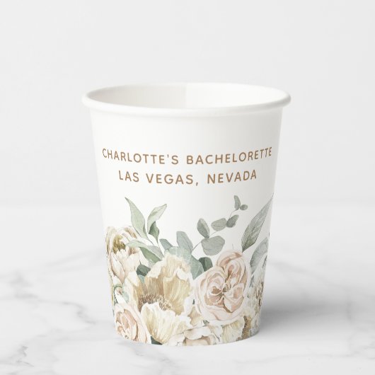 Persoonlijk cadeau voor vrijgezellenfeest papieren bekers (Links)