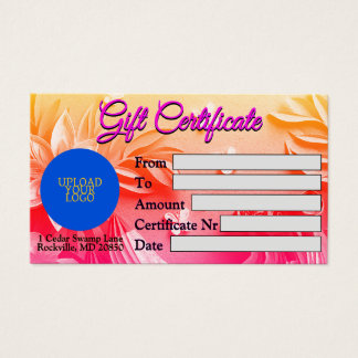 Persoonlijk cadeaubon met tere bloesems visitekaartje