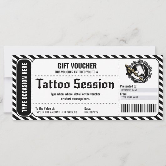 Persoonlijk cadeaubon tattoo geschenkkaart kaart (Voorkant)