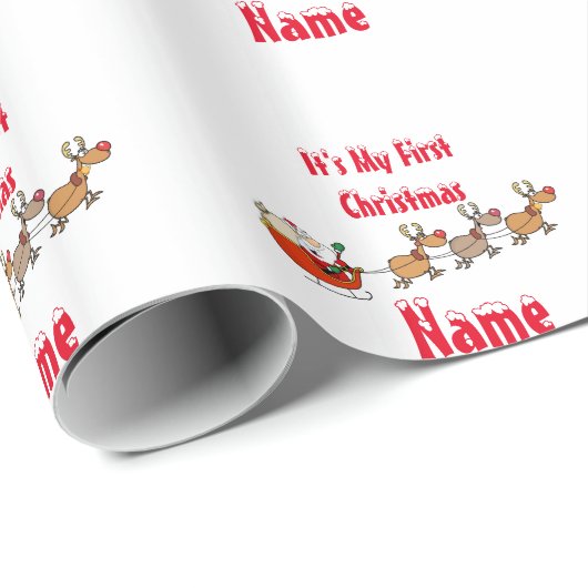 Persoonlijk cadeaupapier voor de eerste kerst van  (Rol Hoek)