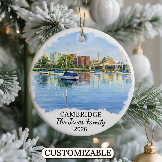 Persoonlijk Cambridge-sieraad, Massachusetts Keramisch Ornament