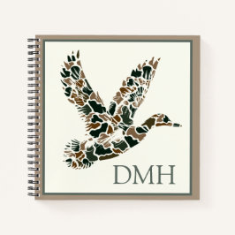 Persoonlijk camouflage-eend-monogram notitieboek