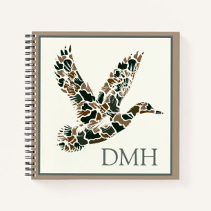 Persoonlijk camouflage-eend-monogram notitieboek