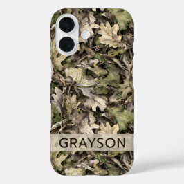 Persoonlijk Camouflagepatroon met Bladeren iPhone 16 Hoesje