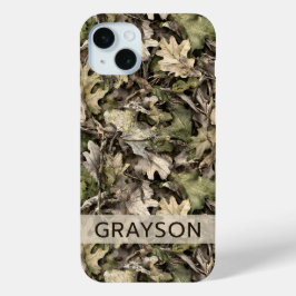 Persoonlijk Camouflagepatroon met Bladeren iPhone 15 Mini Hoesje