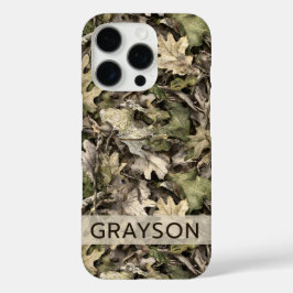 Persoonlijk Camouflagepatroon met Bladeren iPhone 16 Pro Hoesje