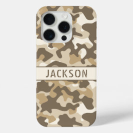 Persoonlijk camouflagepatroon voor de woestijn iPhone 15 pro case