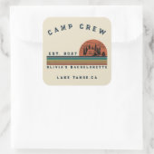 Persoonlijk Camping Weekend Bachelorette Feest Vierkante Sticker (Tas)