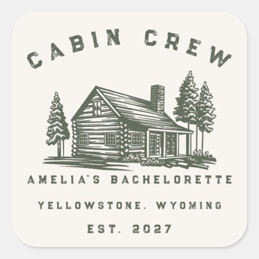 Persoonlijk Camping Weekend Bachelorette Feest Vierkante Sticker (Voorkant)