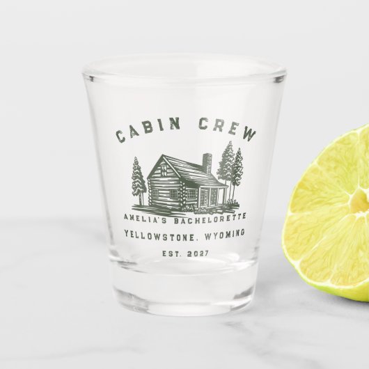 Persoonlijk Camping Weekend Vriendinnengroep Shot Glas (Voorkant)