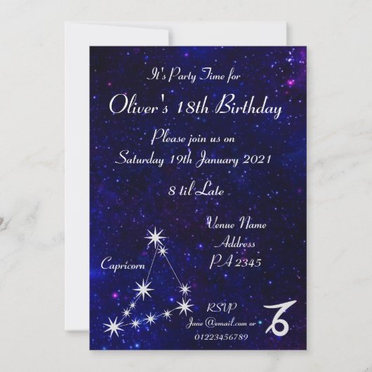 Persoonlijk Capricorn Sterrenbeeld Galaxy Feest Kaart (Voorkant)